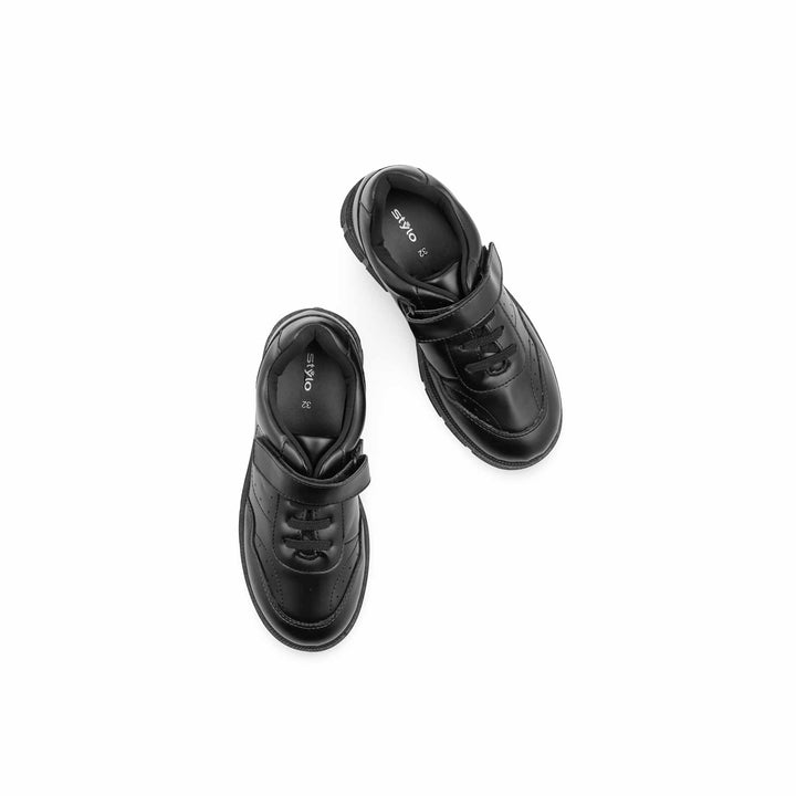 Boys Black Velcro Strap School Shoes SK1176