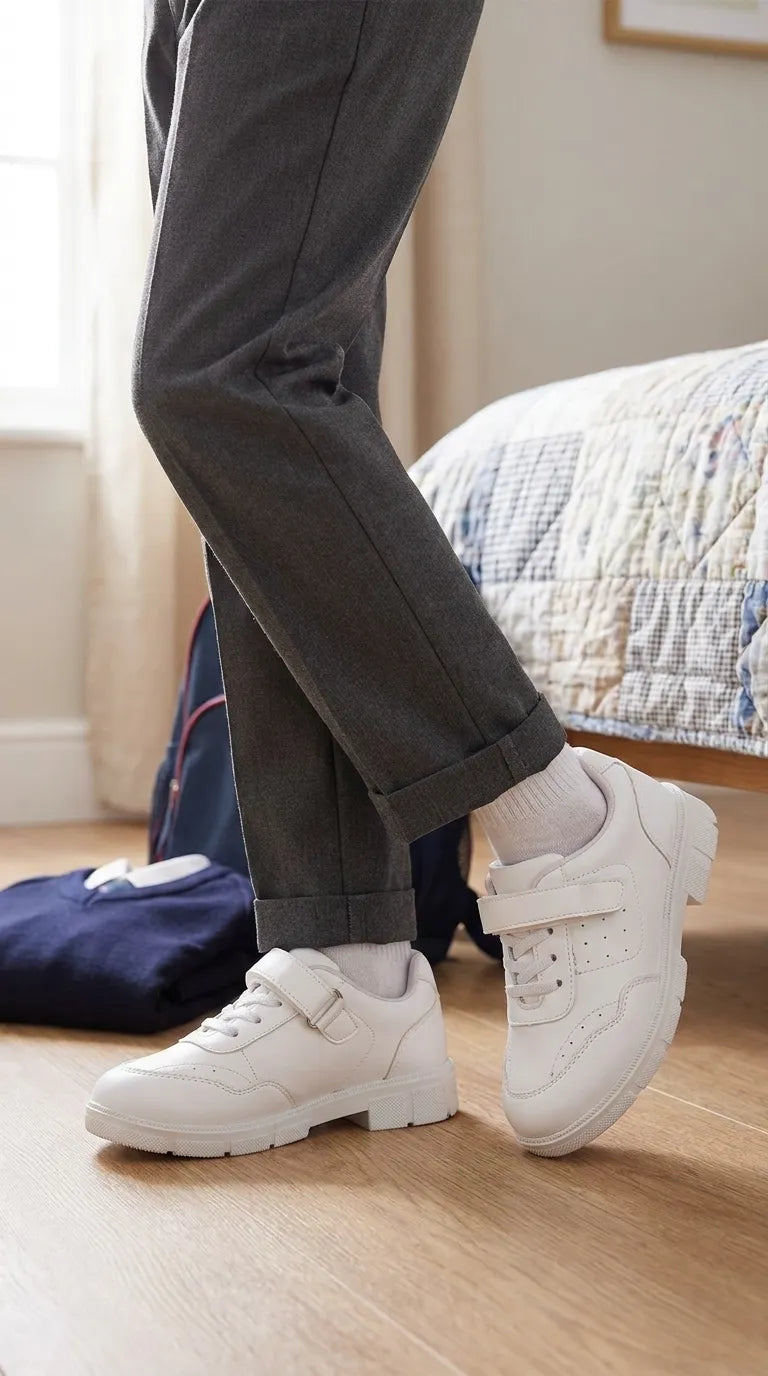 Boys White Sports School Shoes SK1176
