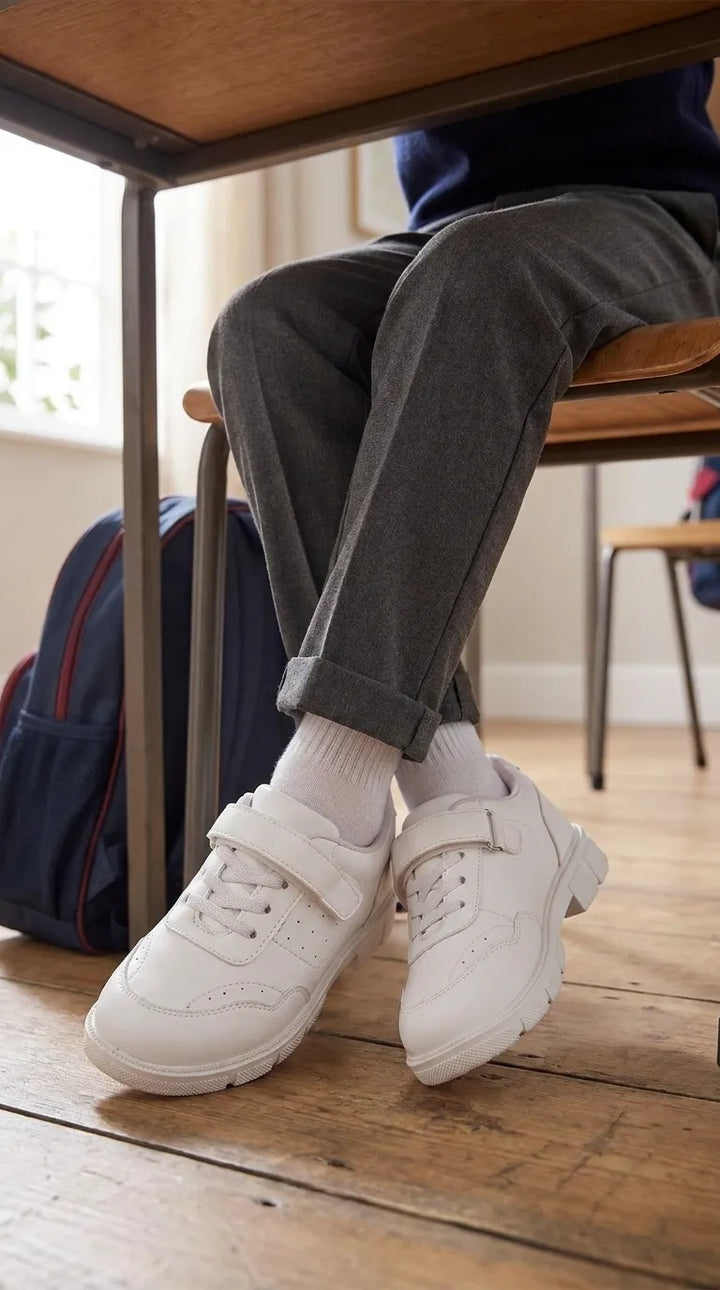 Boys White Sports School Shoes SK1176