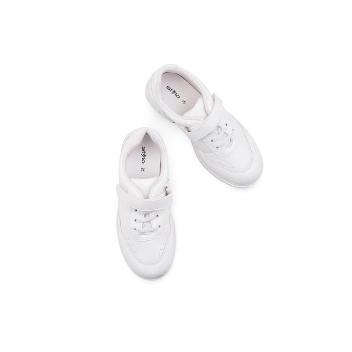 Boys White Sports School Shoes SK1176