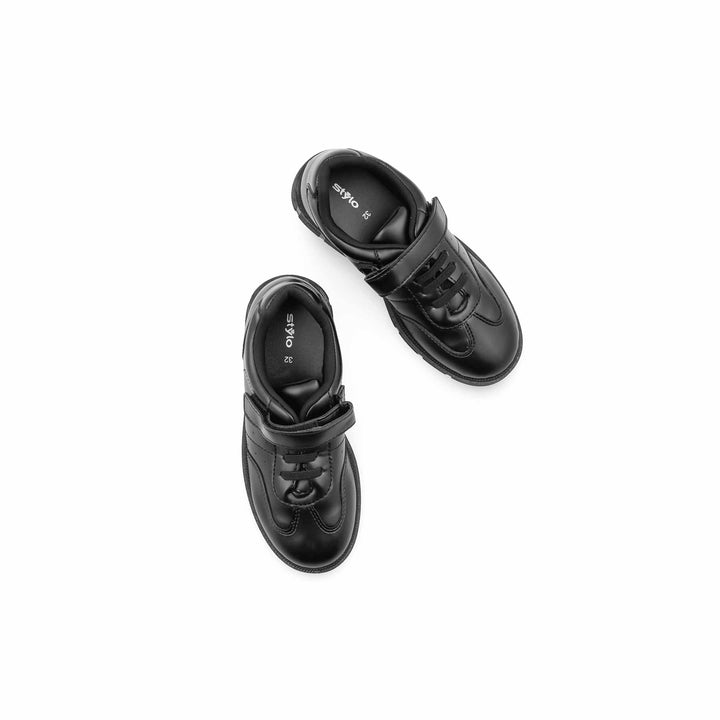 Boys Black Velcro Strap School Shoes SK1178