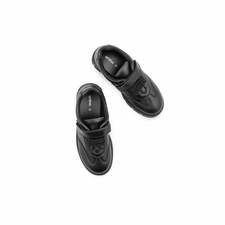 Boys Black Velcro Strap School Shoes SK1180