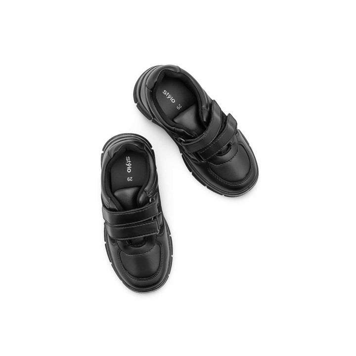 Boys Black Dual Strap School Shoes SK1181