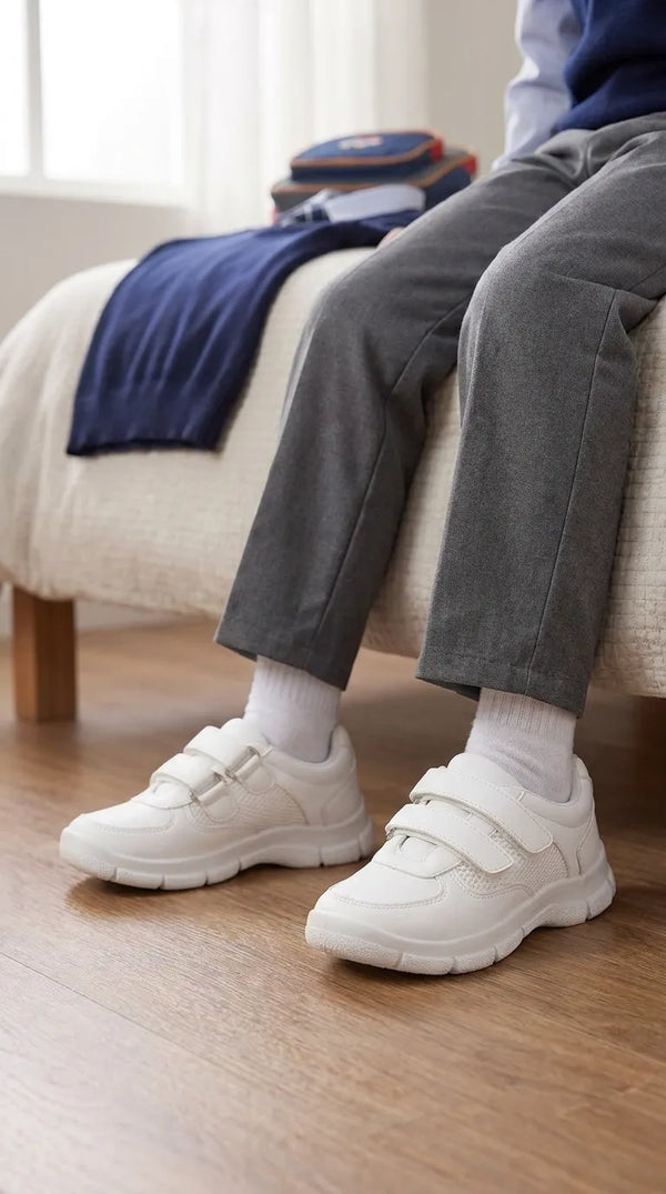 Boys White Sports School Shoes SK1181