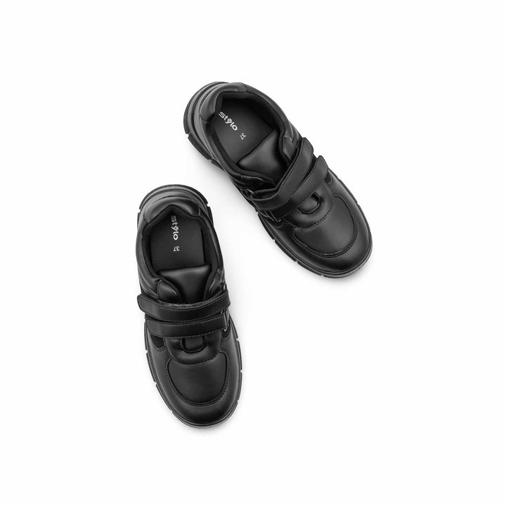 Boys Black Dual Strap School Shoes SK1182