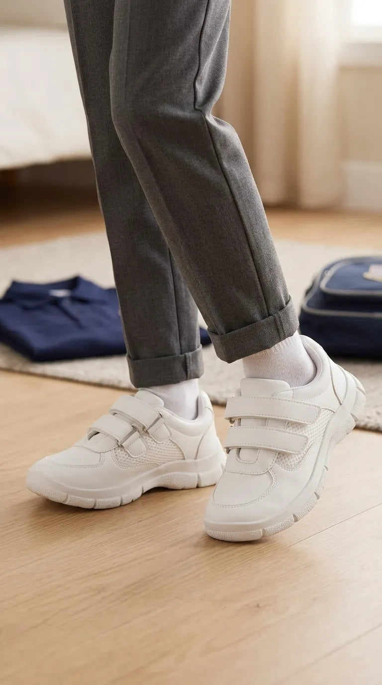 Boys White Sports School Shoes SK1182