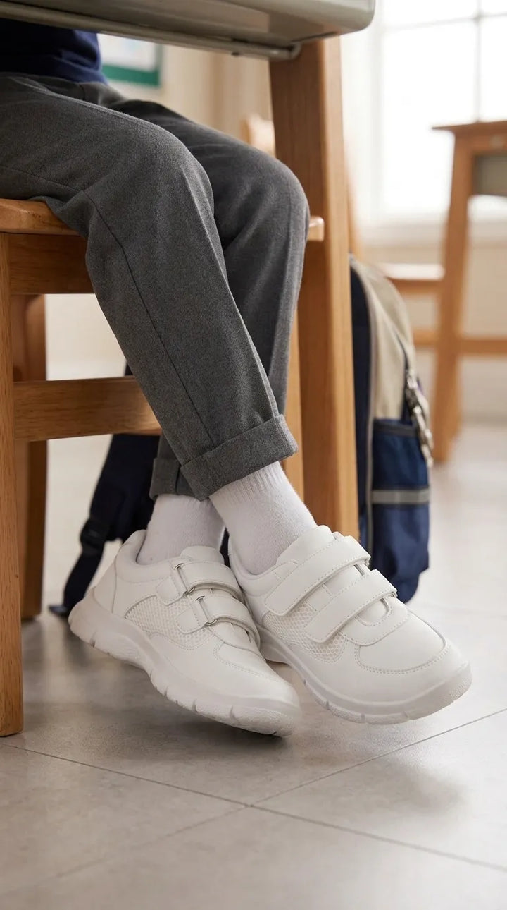 Boys White Sports School Shoes SK1182