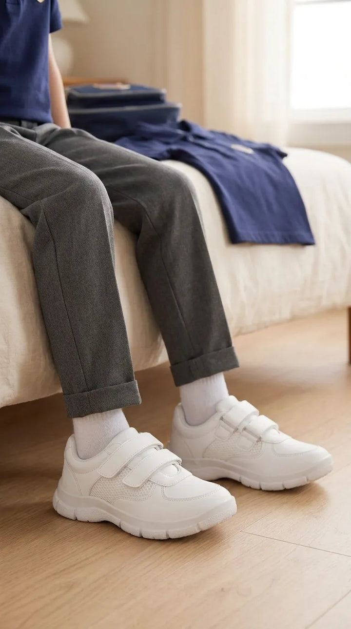 Boys White Sports School Shoes SK1182