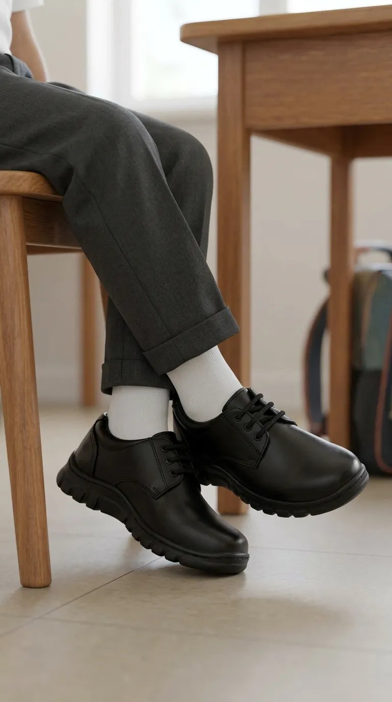 Boys Black Lace Up School Shoes SK1184
