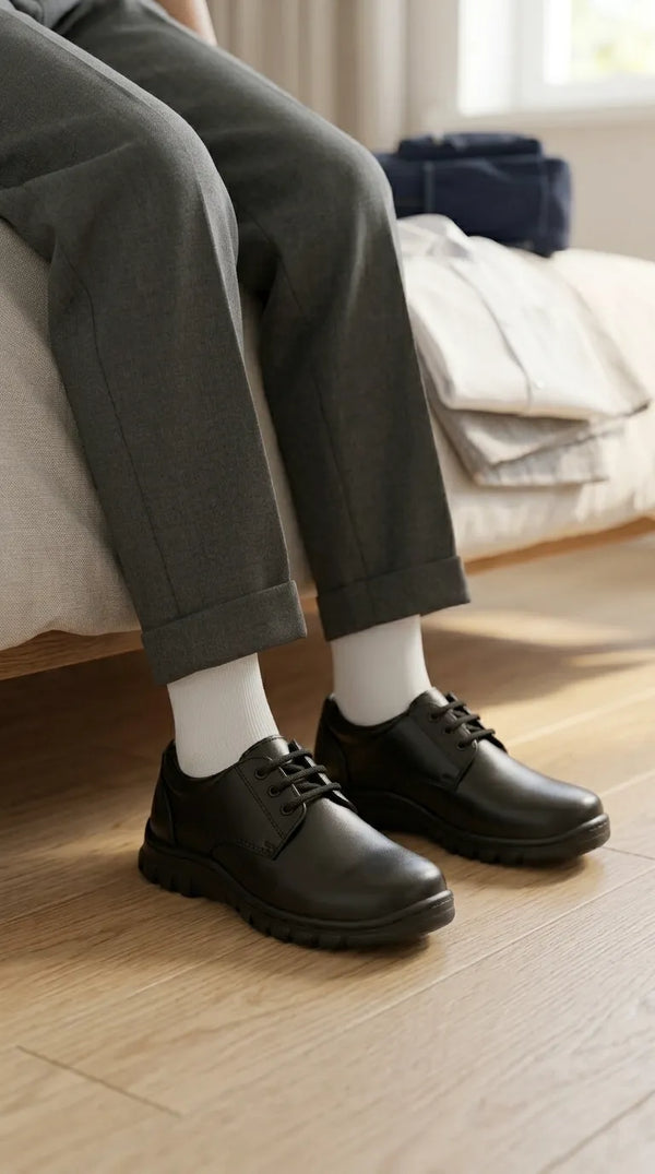 Boys Black Lace Up School Shoes SK1184