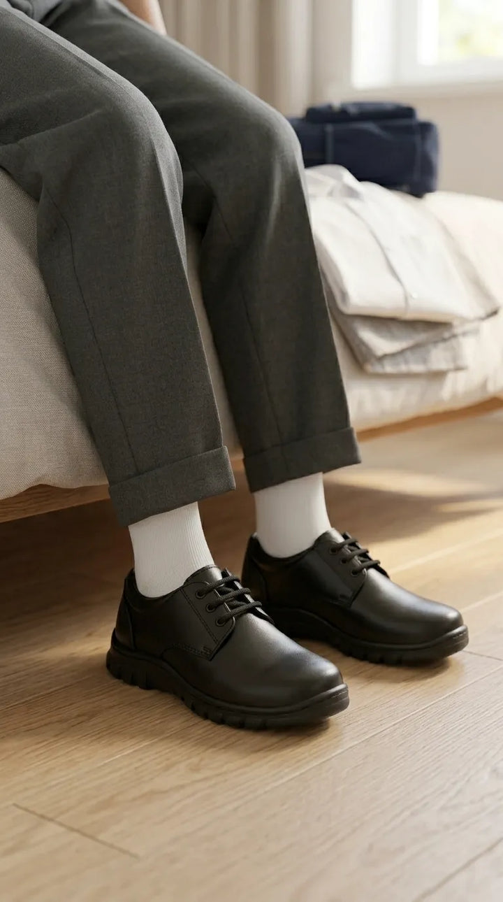 Boys Black Lace Up School Shoes SK1184