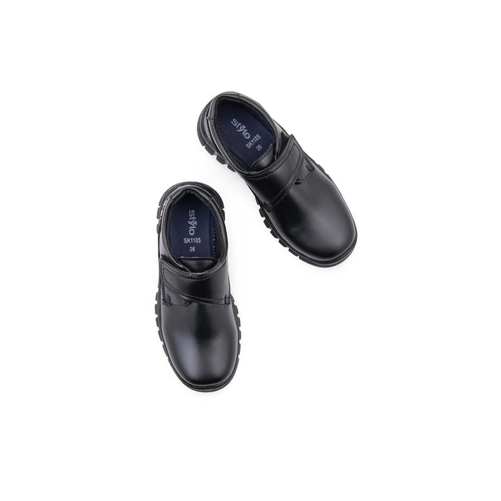 Boys Black Velcro Strap School Shoes SK1185