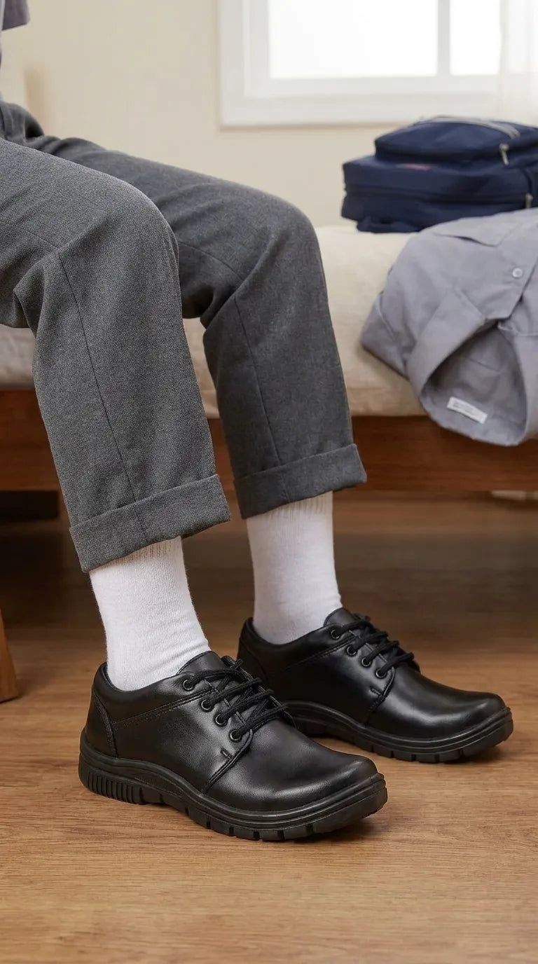 Boys Black Lace Up School Shoes SK1188