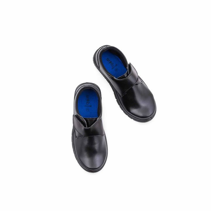 Boys Black Velcro Strap School Shoes SK1190