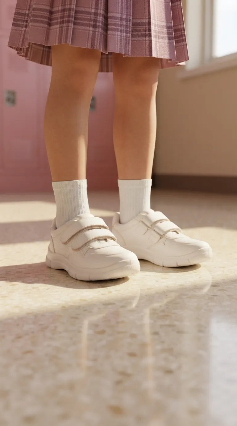 Girls White Sports School Shoes SK1191
