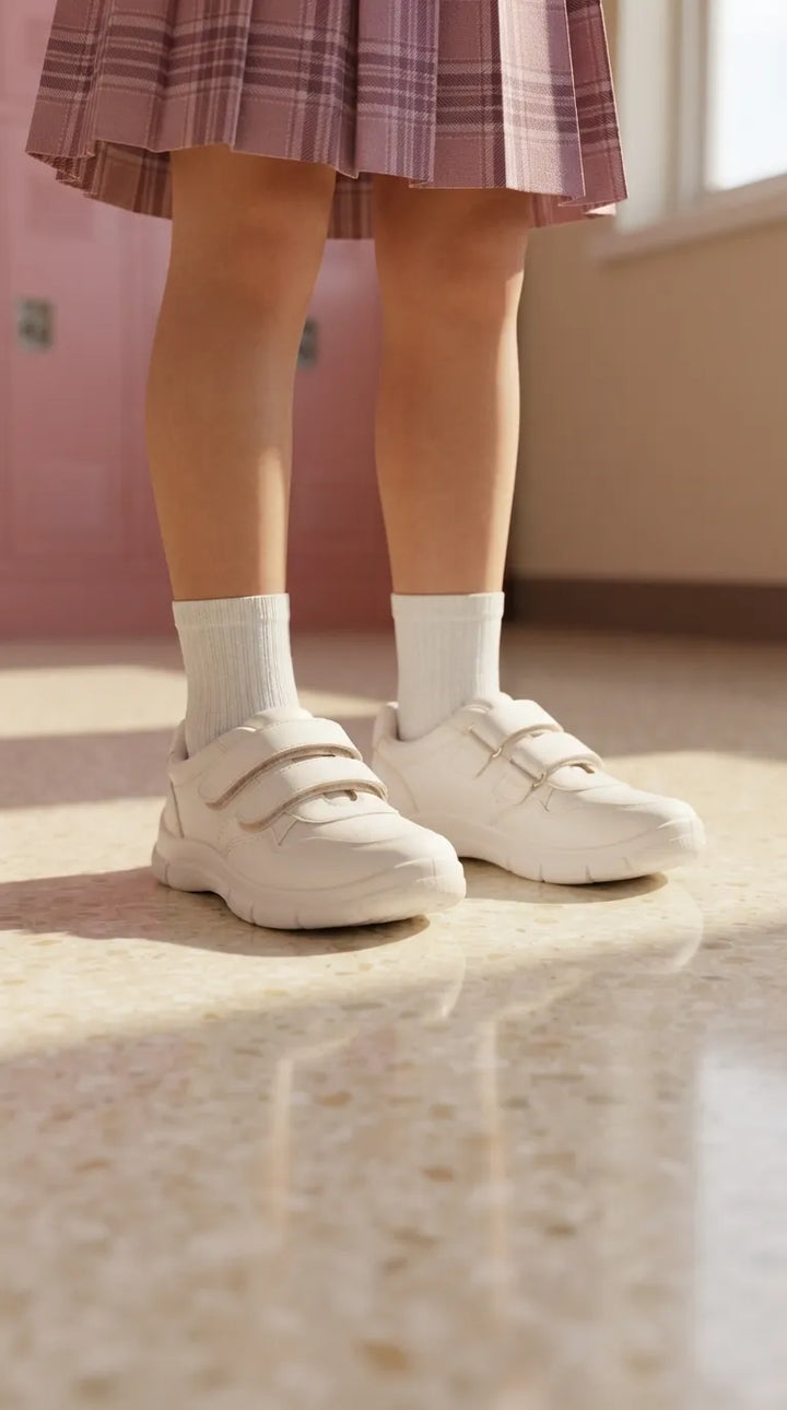 Girls White Sports School Shoes SK1191