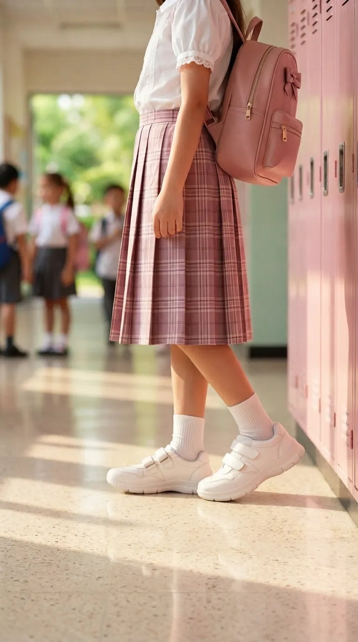 Girls White Sports School Shoes SK1191