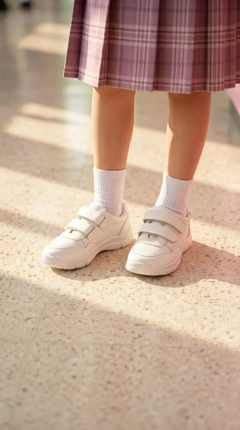 Girls White Sports School Shoes SK1191