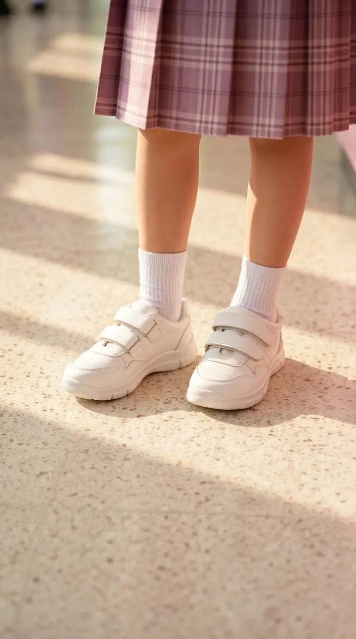 Girls White Sports School Shoes SK1191