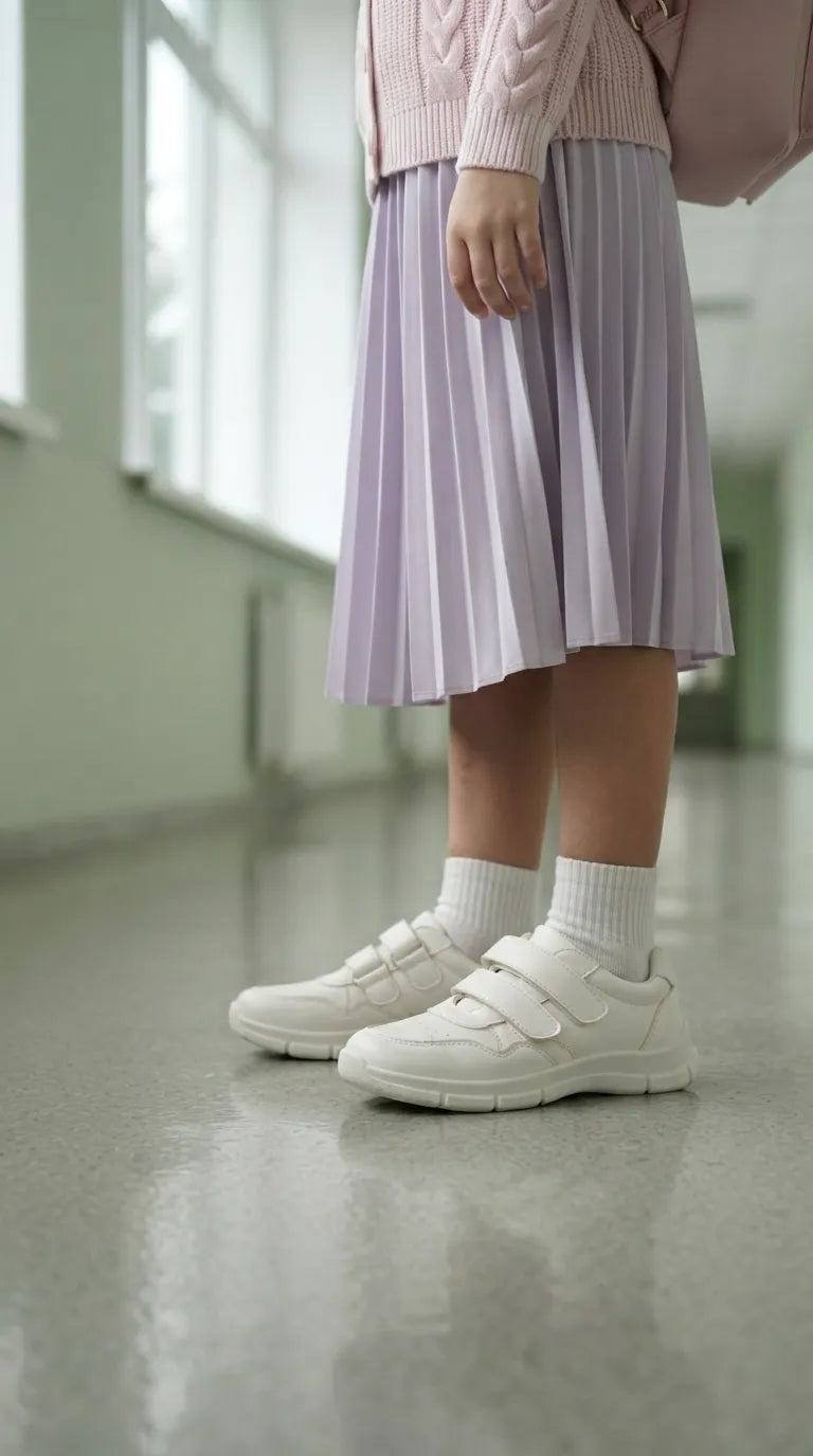 Girls White Sports School Shoes SK1192