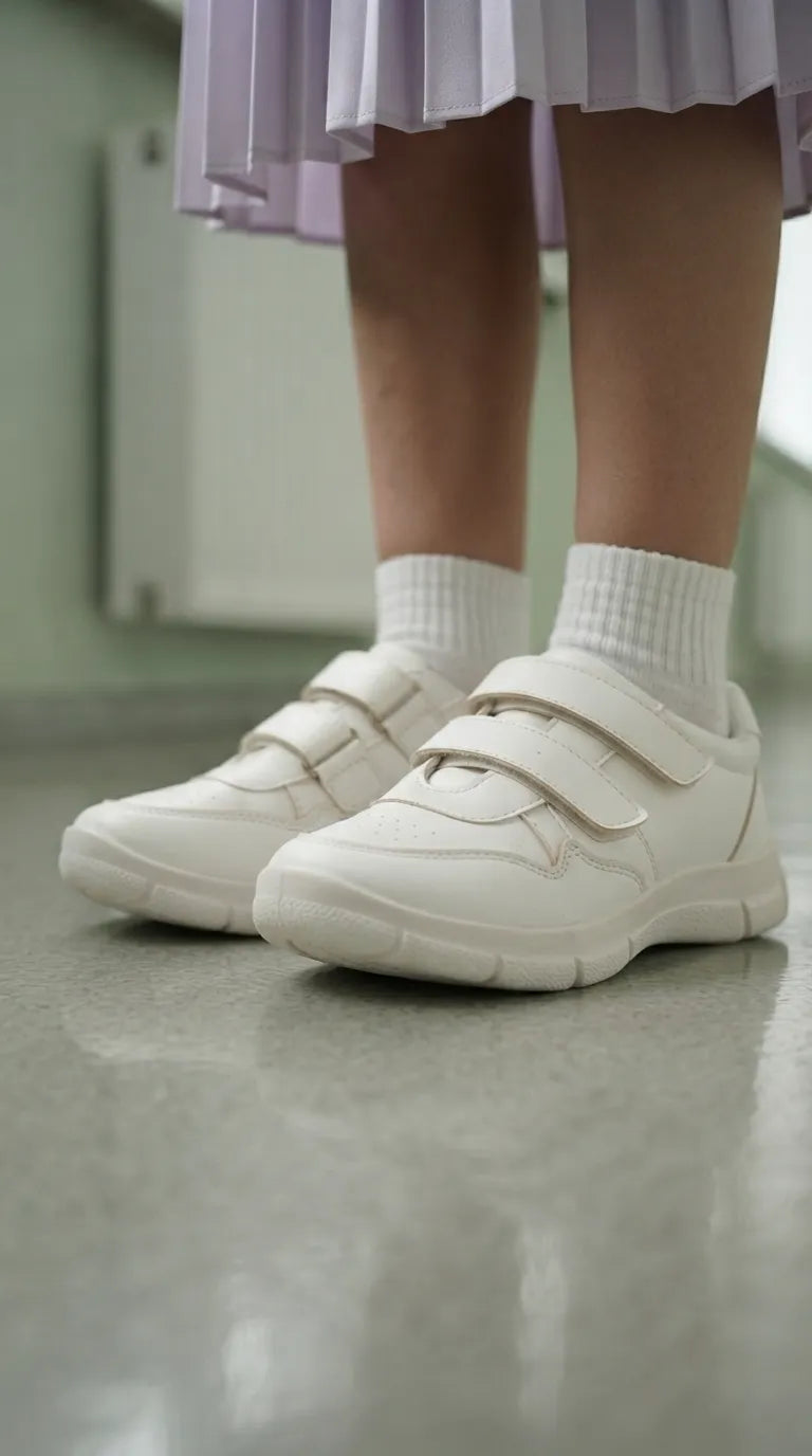 Girls White Sports School Shoes SK1192