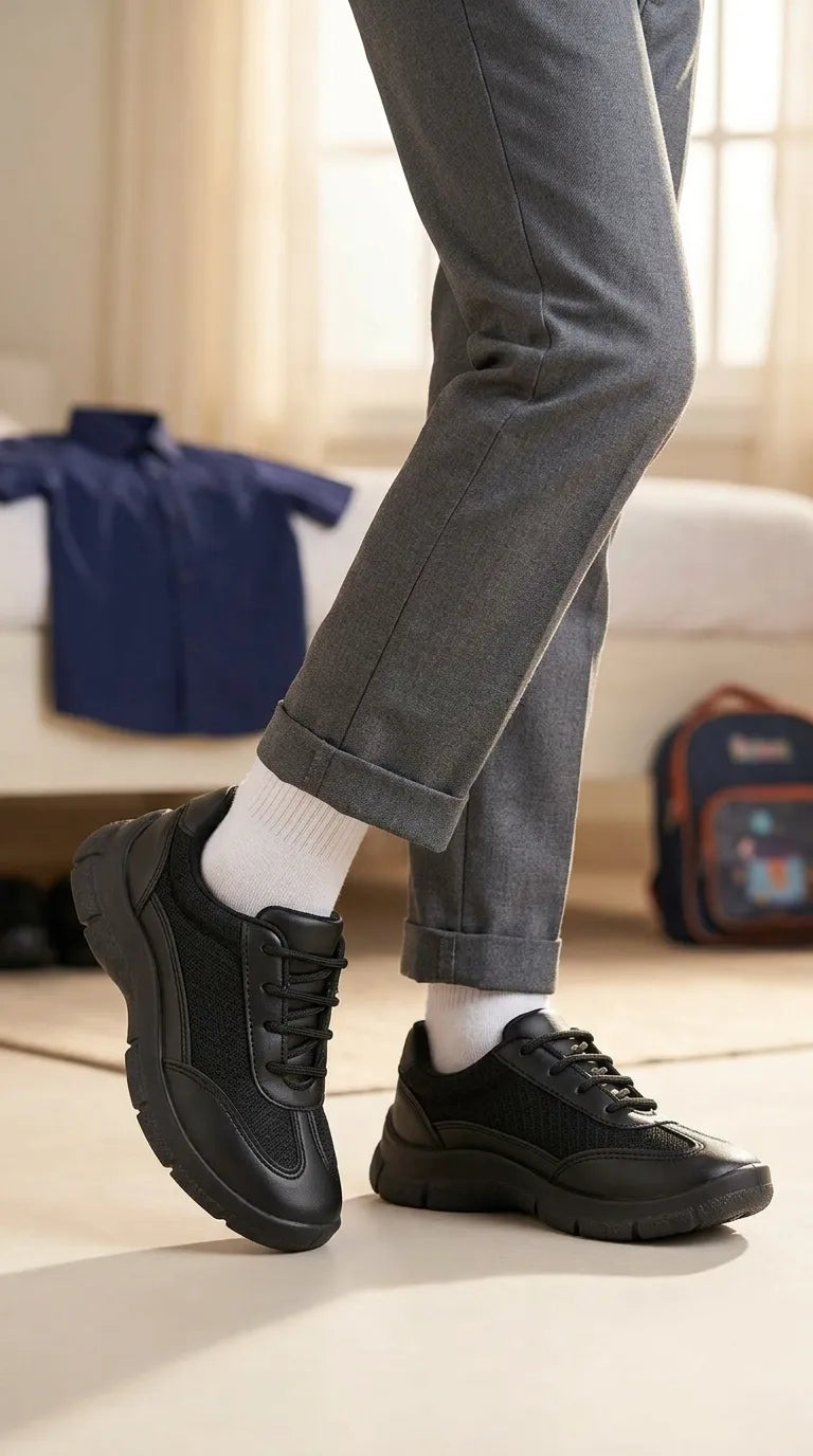 Boys Black Lace Up School Shoes SK1193