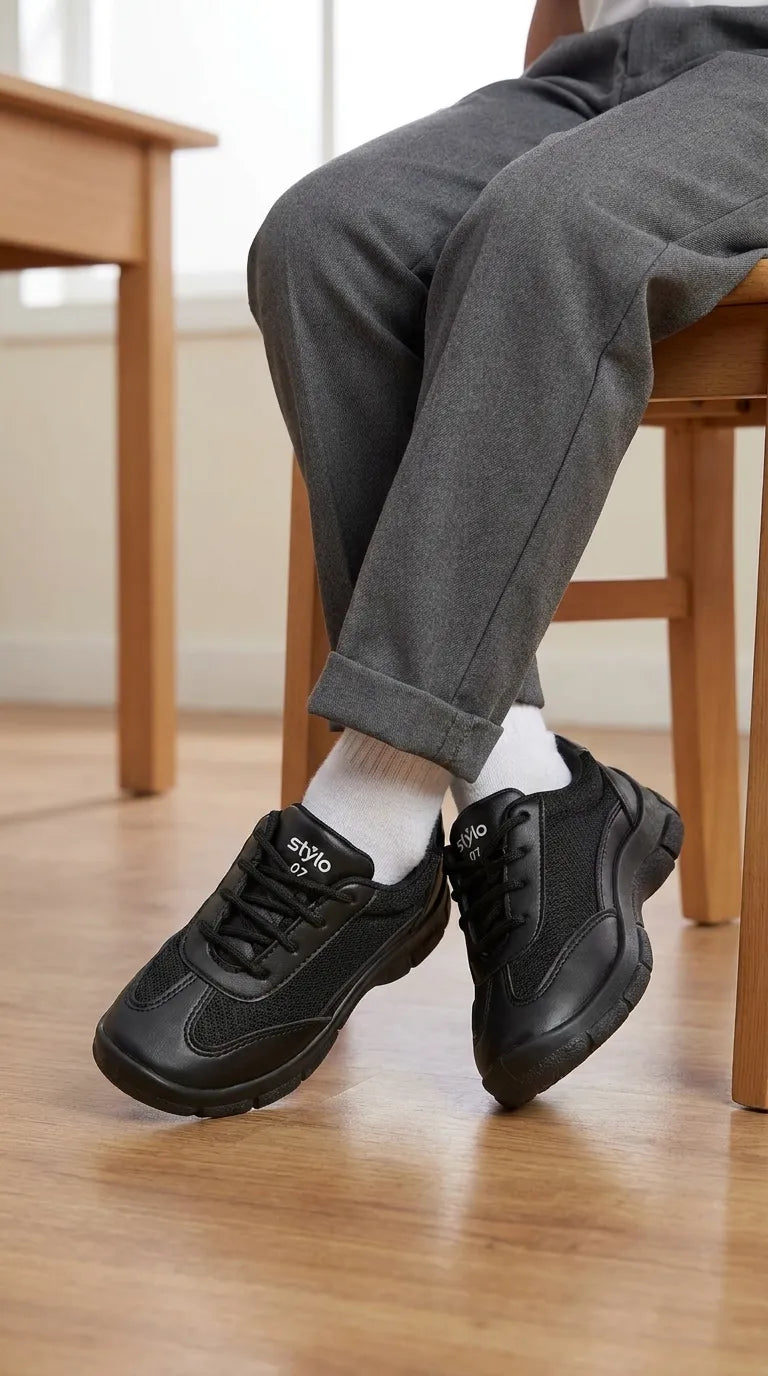 Boys Black Lace Up School Shoes SK1193