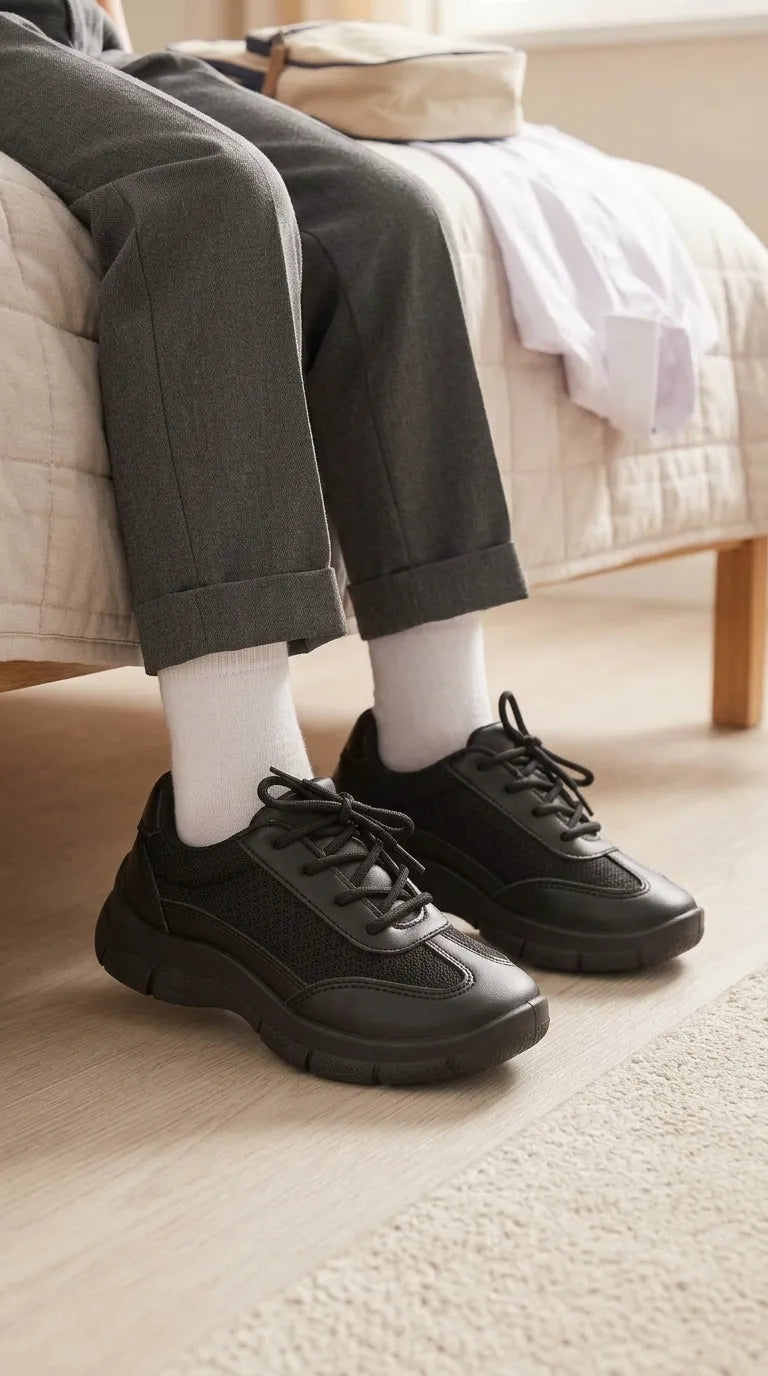 Boys Black Lace Up School Shoes SK1193
