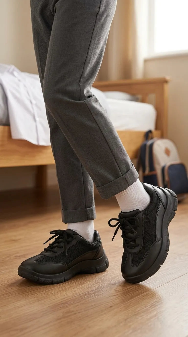 Boys Black Lace Up School Shoes SK1194