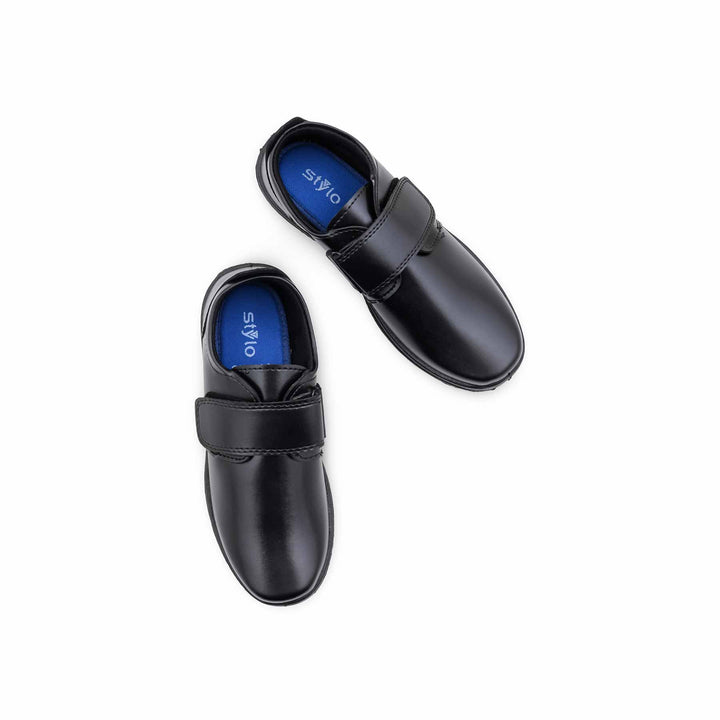 Boys Black Velcro Strap School Shoes SK1196