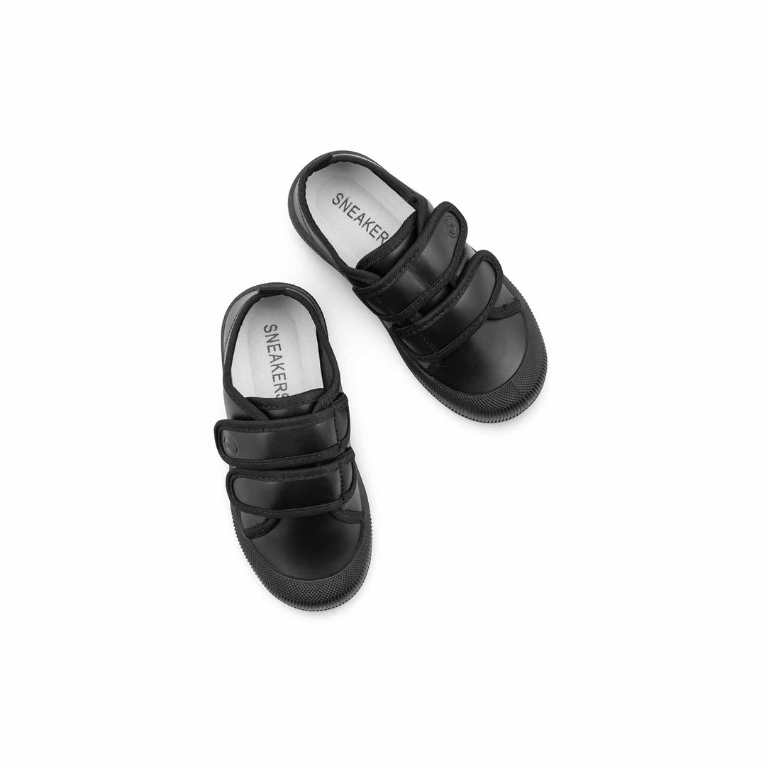 Boys Black Dual Strap School Shoes SK1202