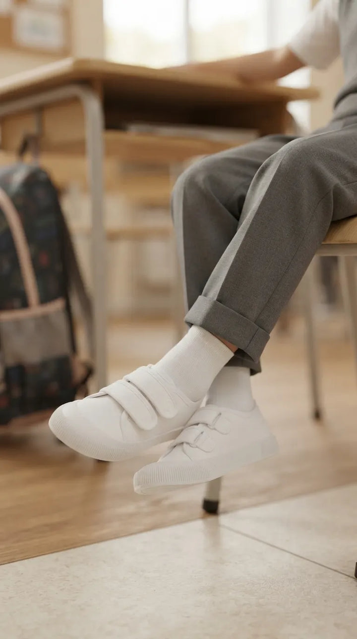 Boys White Sports School Shoes SK1202