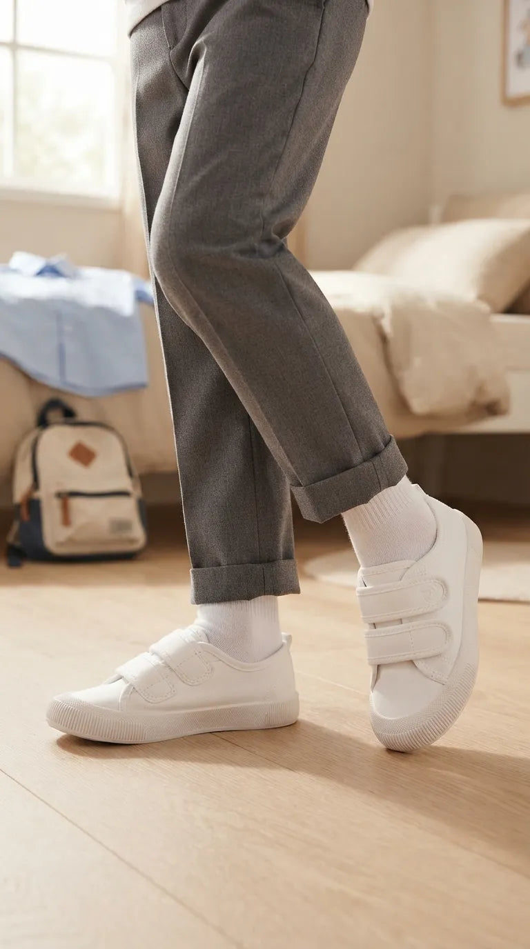 Boys White Sports School Shoes SK1202