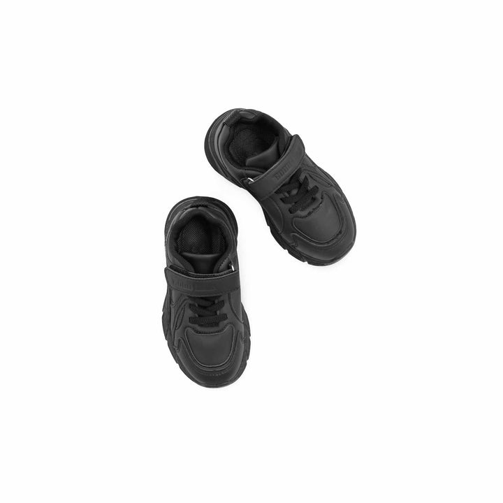 Boys Black Velcro Strap School Shoes SK1203