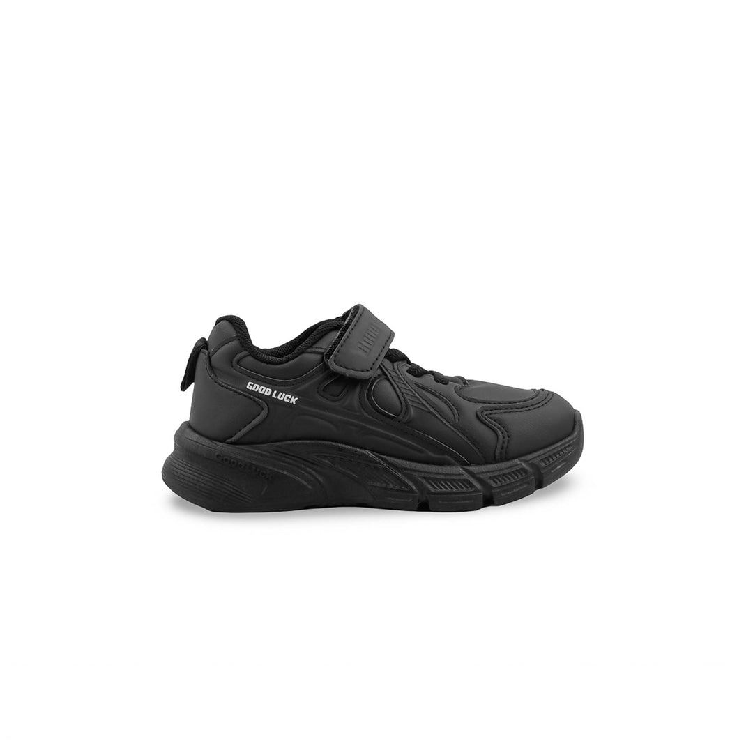 Boys Black Velcro Strap School Shoes SK1203