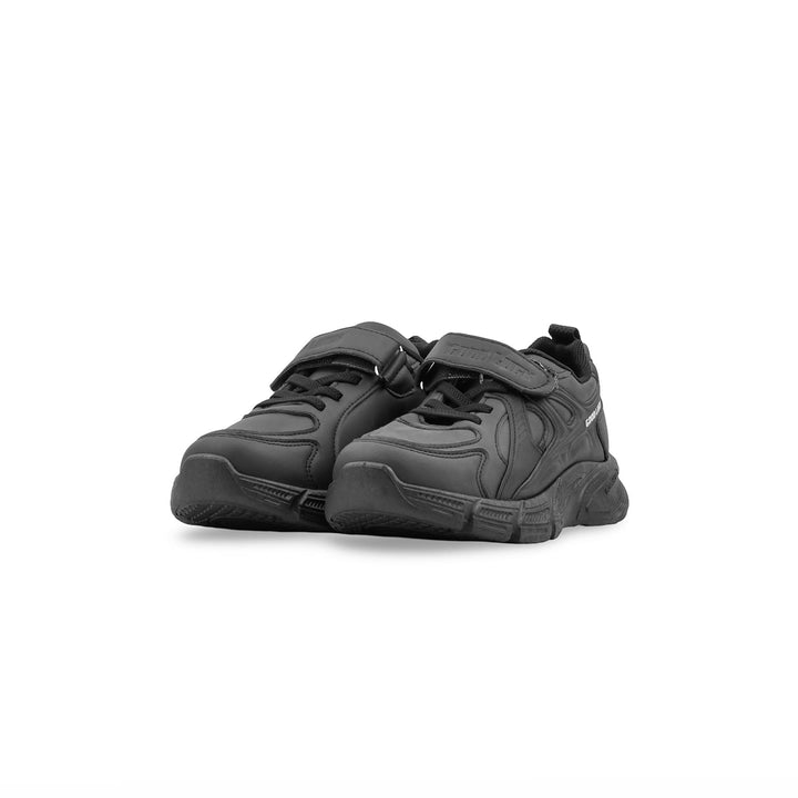 Boys Black Velcro Strap School Shoes SK1204