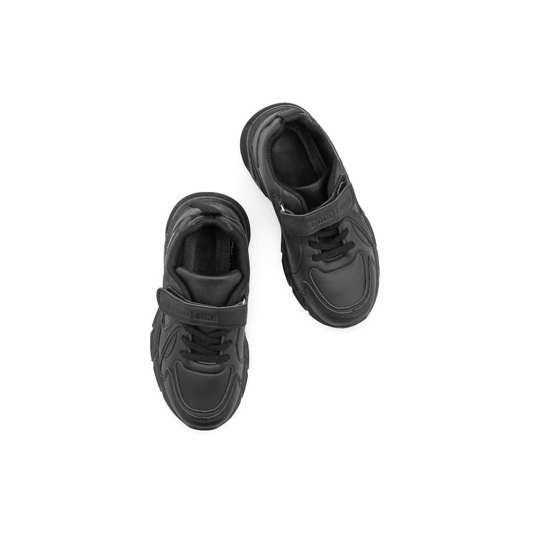 Boys Black Velcro Strap School Shoes SK1204