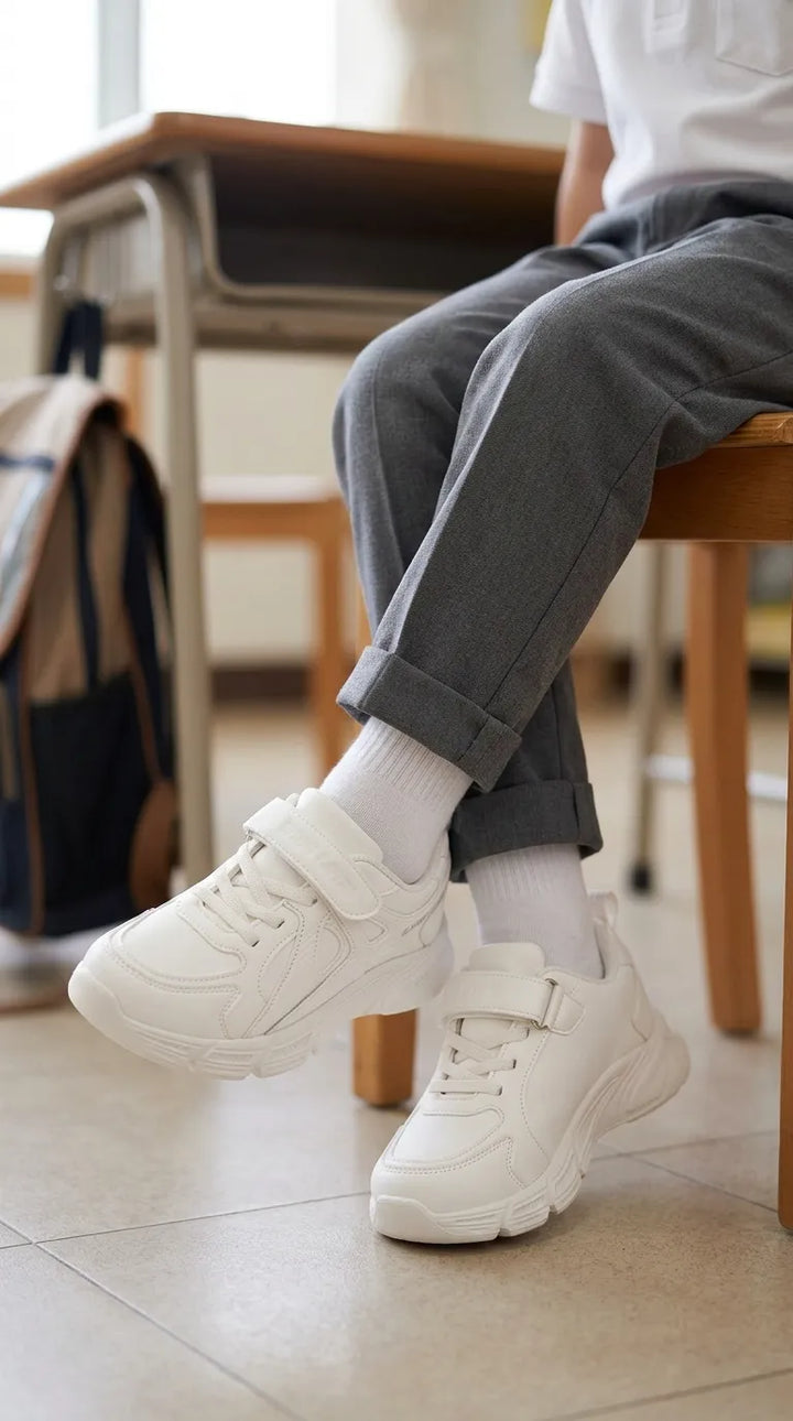 Boys White Sports School Shoes SK1204