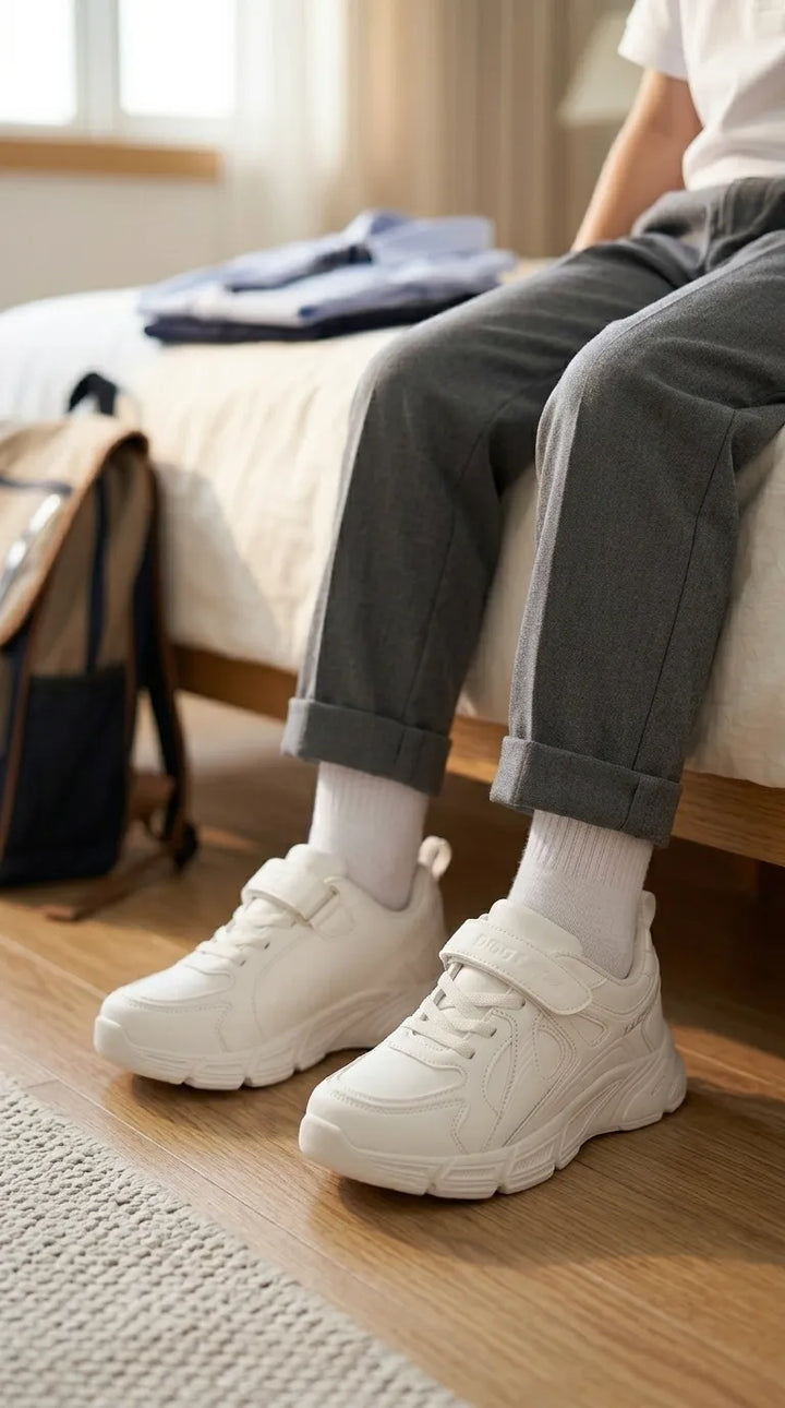 Boys White Sports School Shoes SK1204