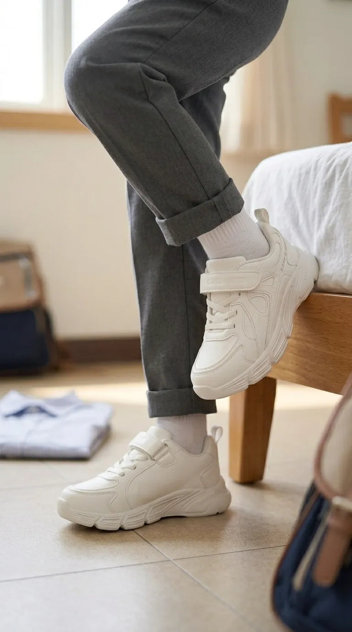 Boys White Sports School Shoes SK1204