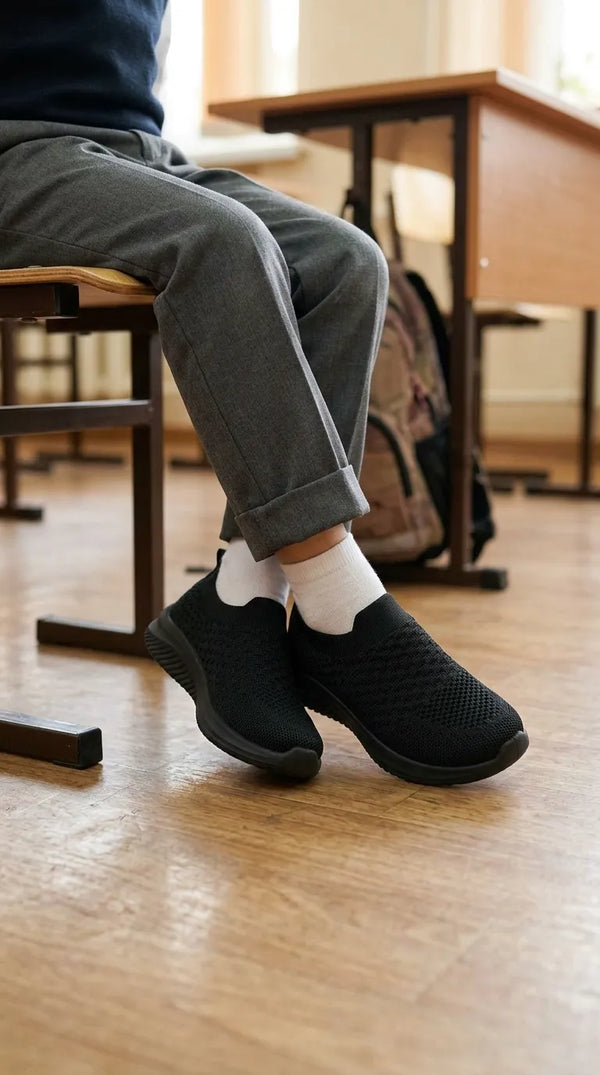 Boys Black Sports School Shoes SK1208