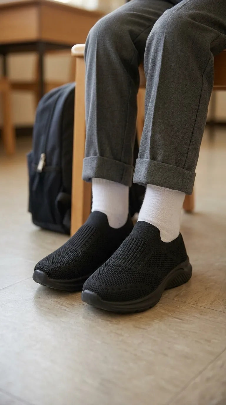Boys Black Sports School Shoes SK1212