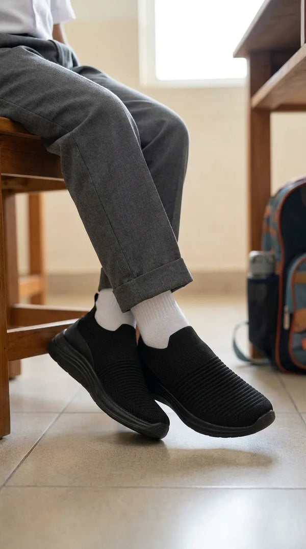 Boys Black Sports School Shoes SK1216