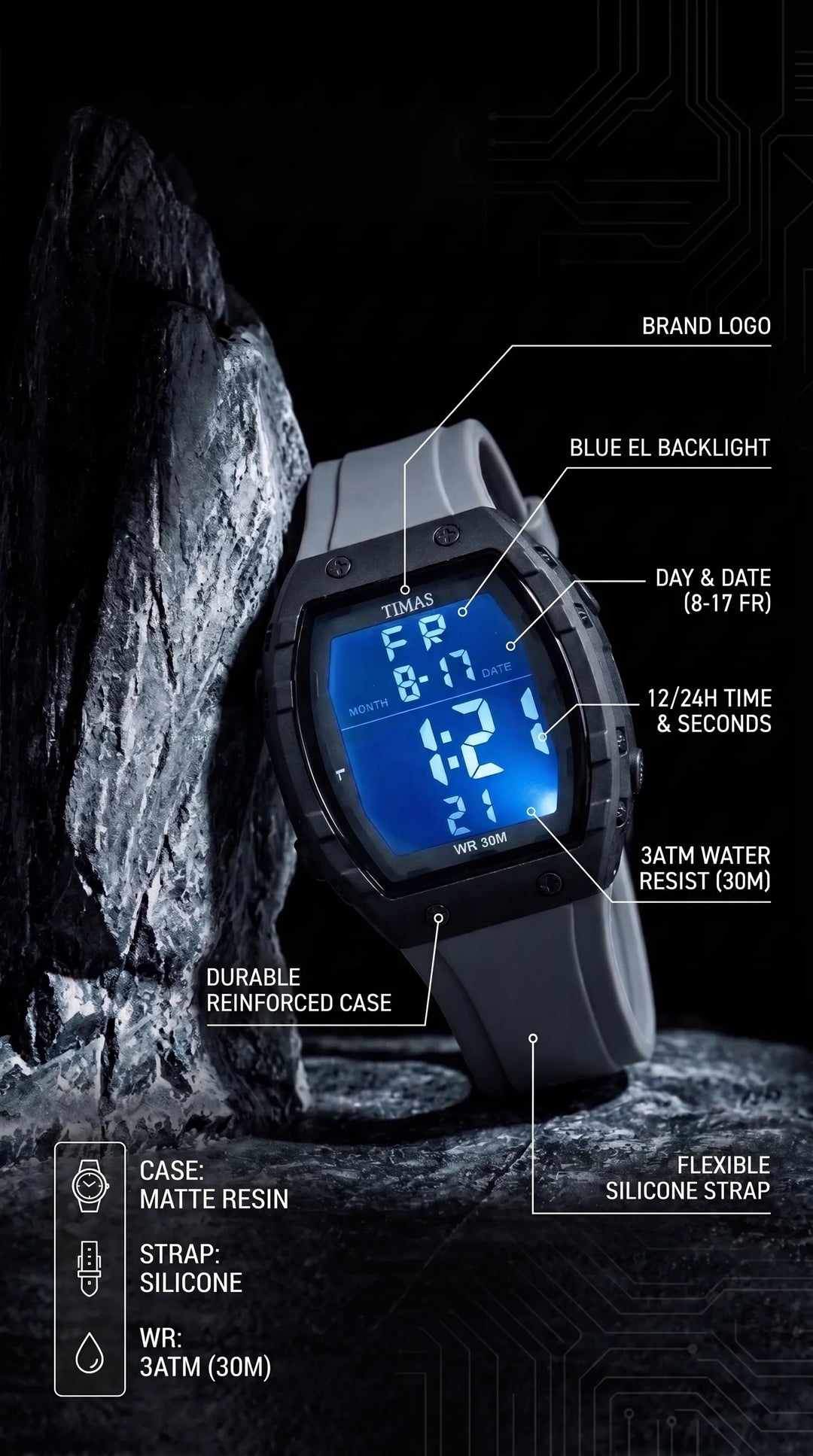 Waterproof Sports Watch for Men with Free Box T3071107