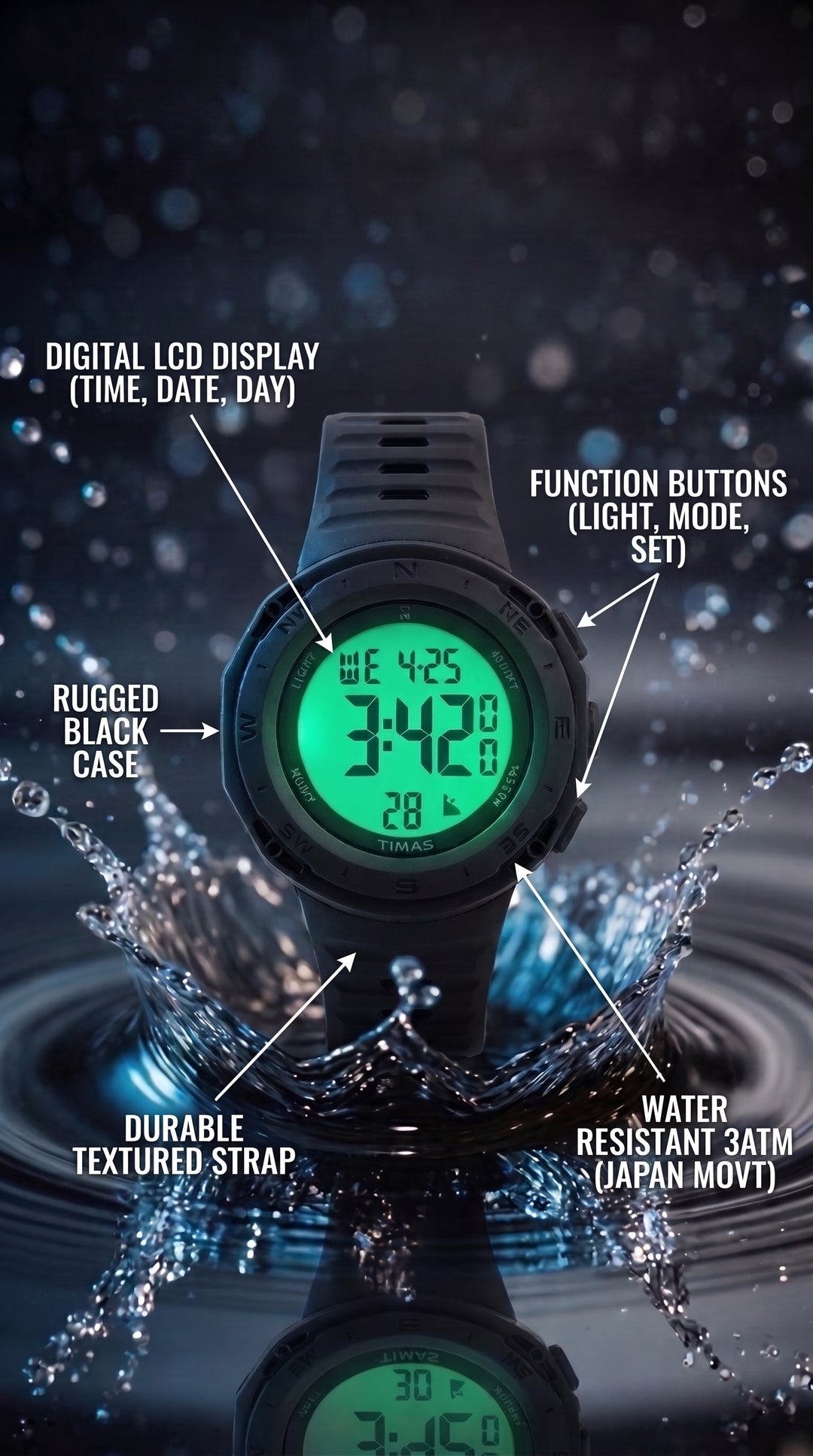 Waterproof Sports Watch for Men with Free Box T3071201