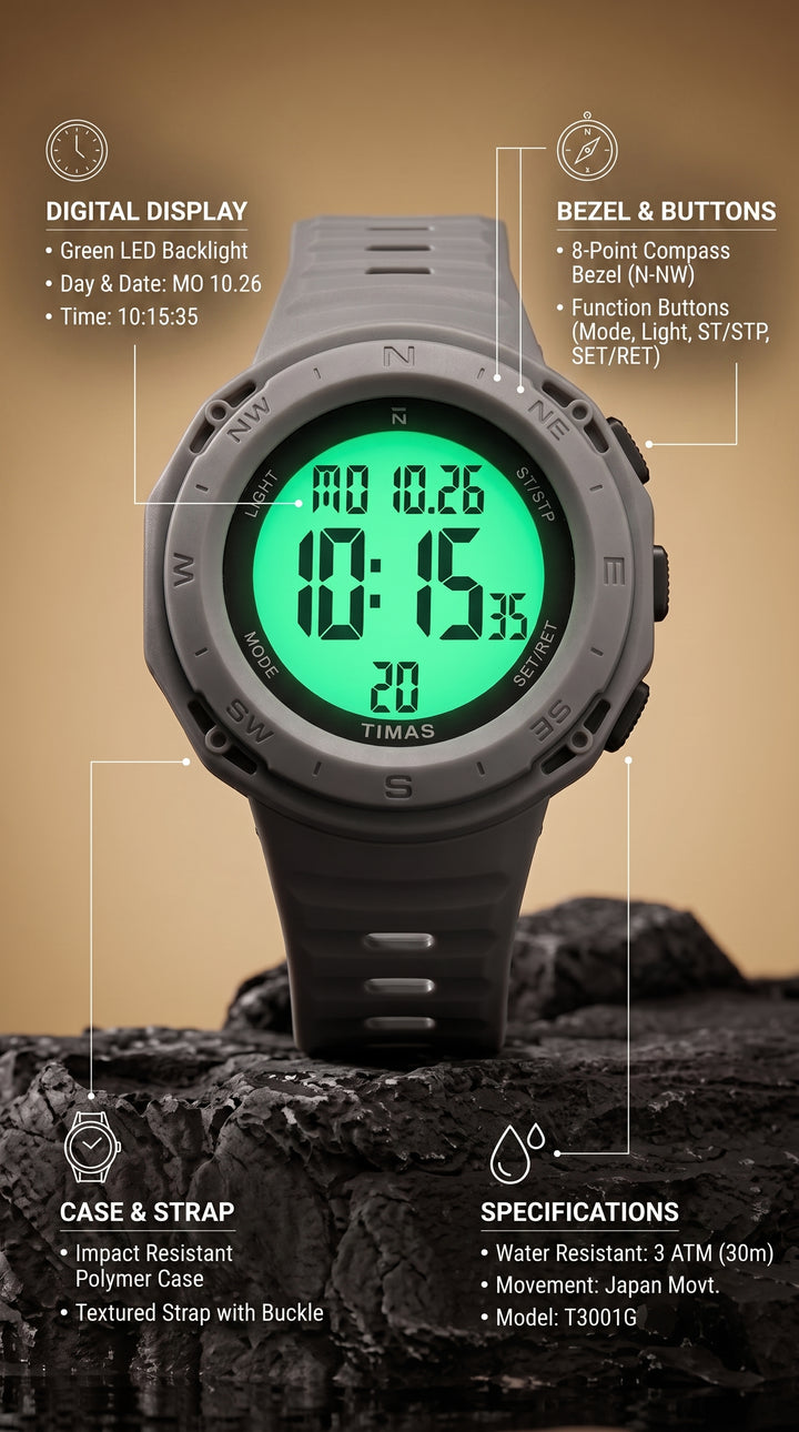 Waterproof Sports Watch for Men with Free Box T3071207