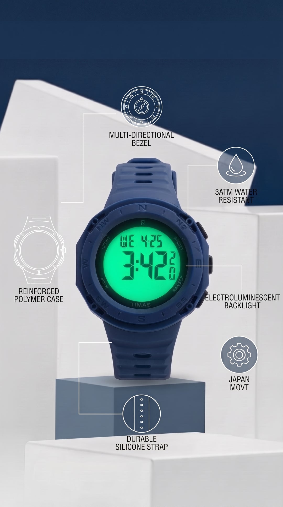 Waterproof Sports Watch for Men with Free Box T3071212