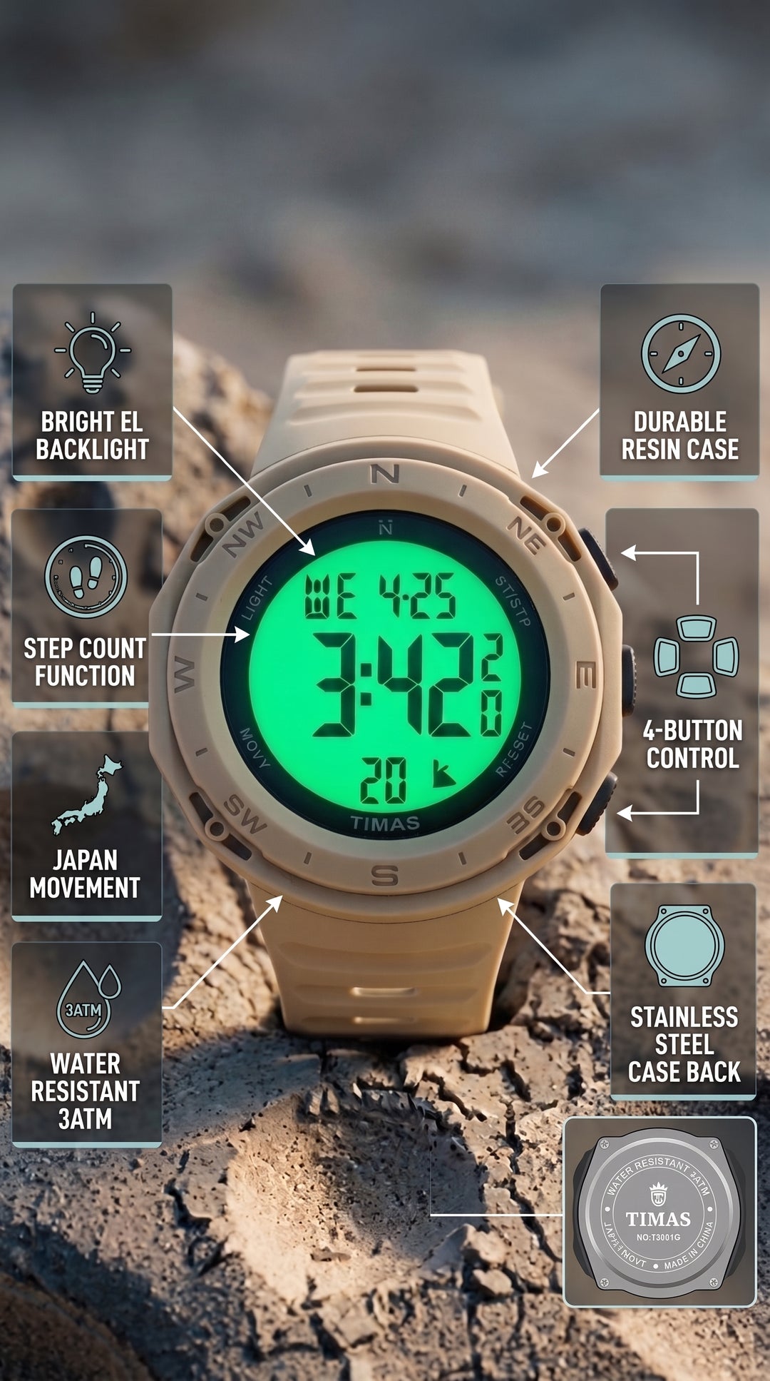 Waterproof Sports Watch for Men with Free Box T3071226