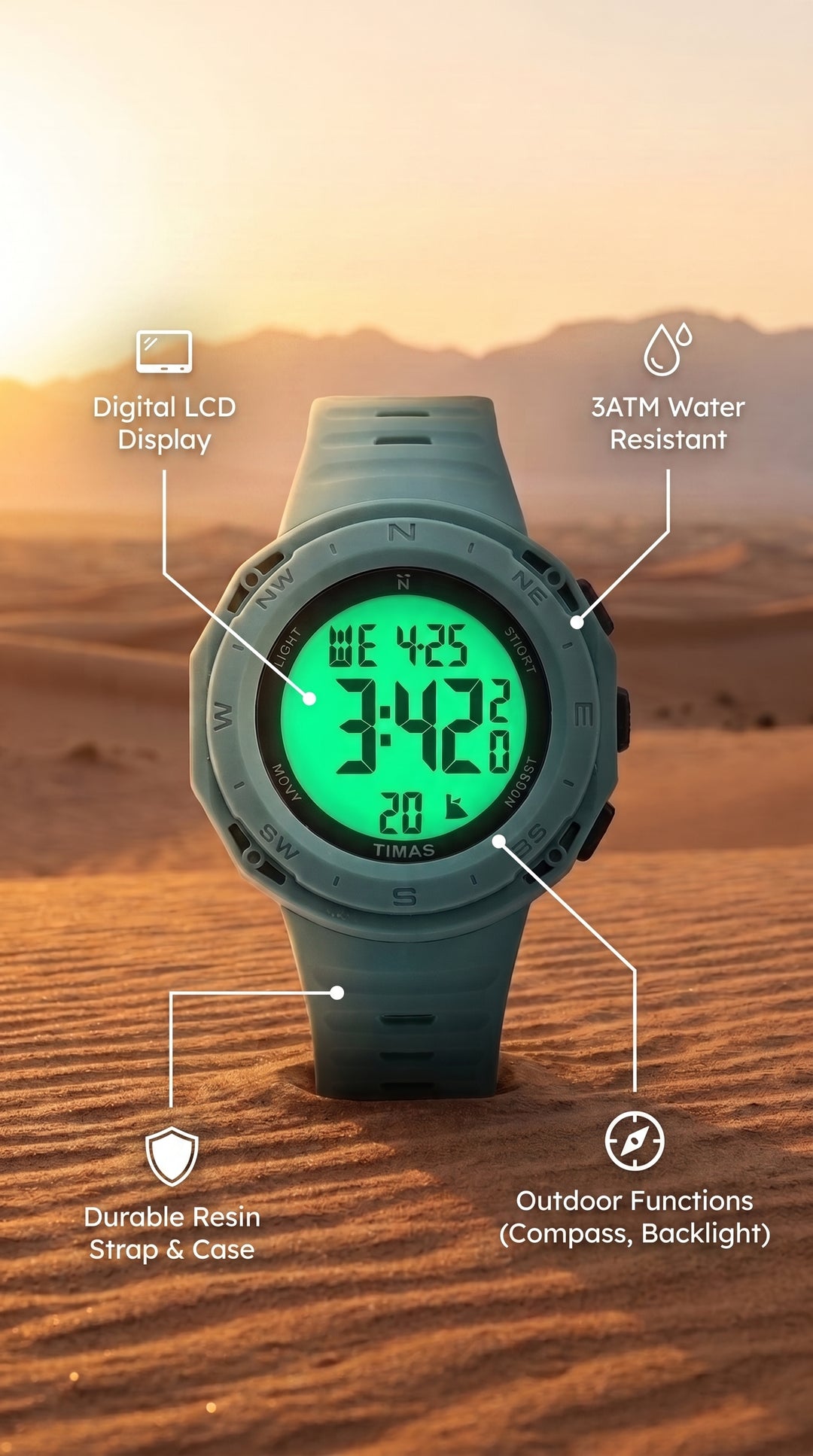 Waterproof Sports Watch for Men with Free Box T3071253