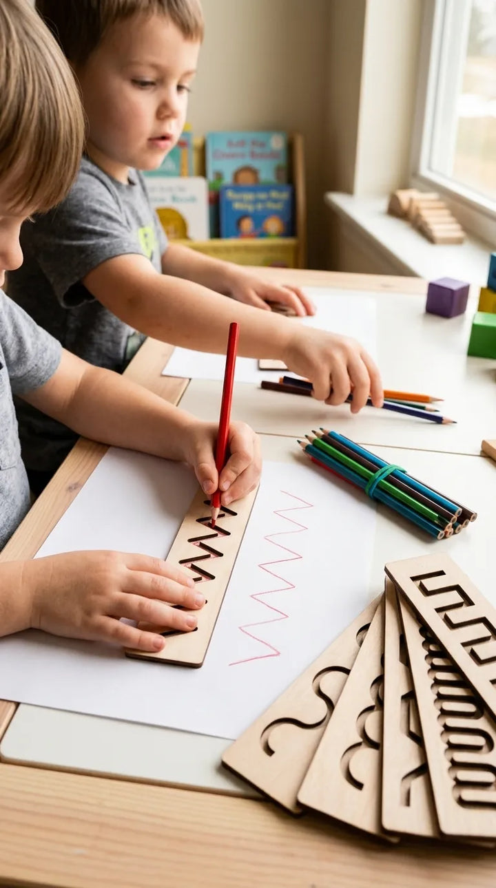Kids Wooden Scale Writing Stencils For Writing Skills T7011362